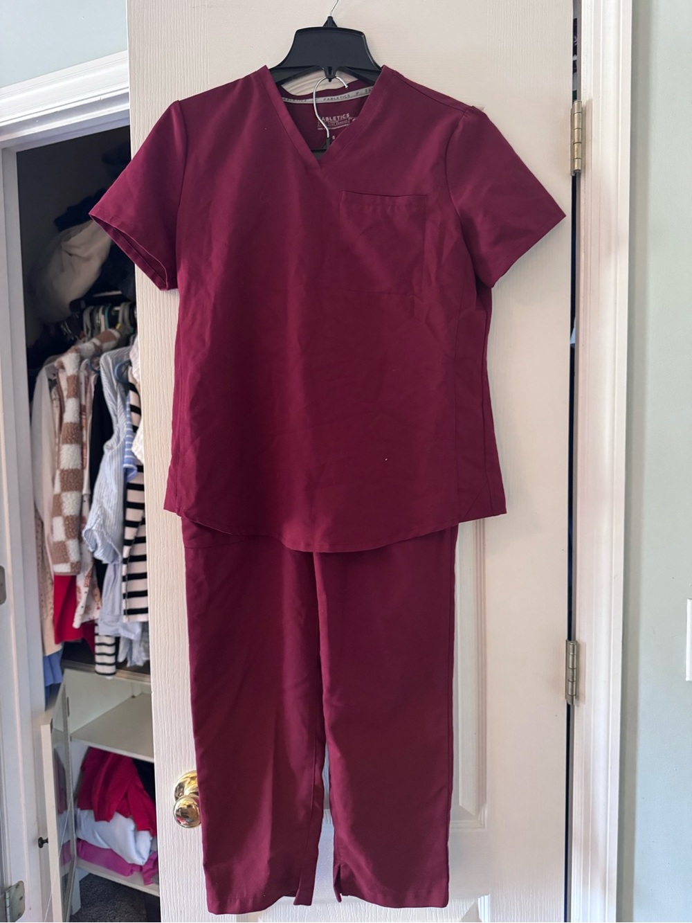 Women’s Fabletics burgundy scrubs